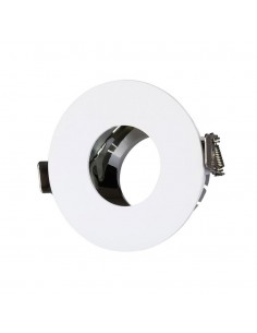 3160-Portafaretto LED da Incasso GU Rotondo Colore Bianco con Interno Cromato-1