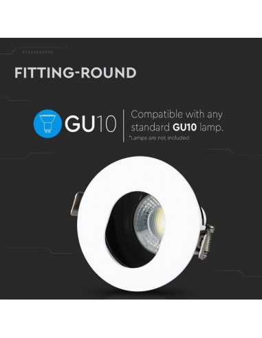 3161-Portafaretto LED da Incasso GU Rotondo Orientabile con Foro Ovale Colore Bianco con Interno Nero-5