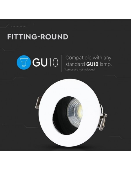3161-Portafaretto LED da Incasso GU Rotondo Orientabile con Foro Ovale Colore Bianco con Interno Nero-5
