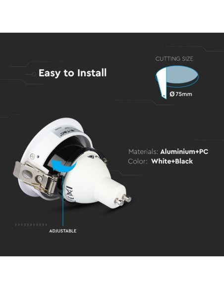 3161-Portafaretto LED da Incasso GU Rotondo Orientabile con Foro Ovale Colore Bianco con Interno Nero-6