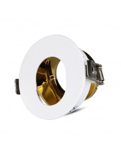 3162-Portafaretto LED da Incasso GU Rotondo Orientabile con Foro Ovale Colore Bianco con Interno Oro-1