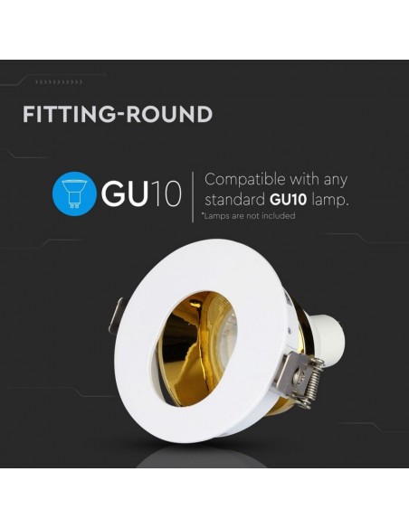 3162-Portafaretto LED da Incasso GU Rotondo Orientabile con Foro Ovale Colore Bianco con Interno Oro-2