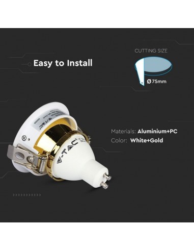 3162-Portafaretto LED da Incasso GU Rotondo Orientabile con Foro Ovale Colore Bianco con Interno Oro-5