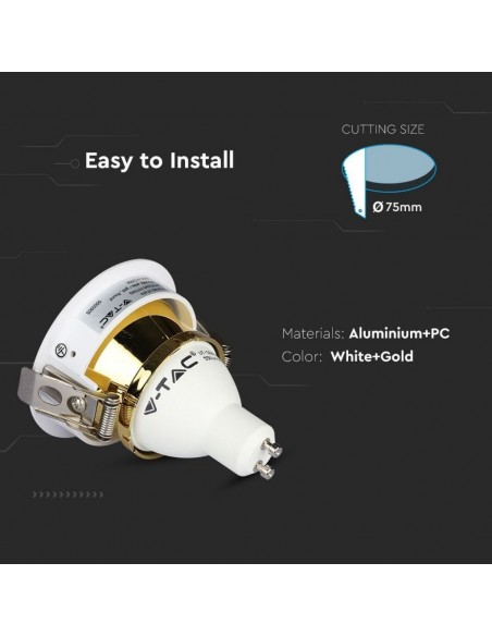 3162-Portafaretto LED da Incasso GU Rotondo Orientabile con Foro Ovale Colore Bianco con Interno Oro-5