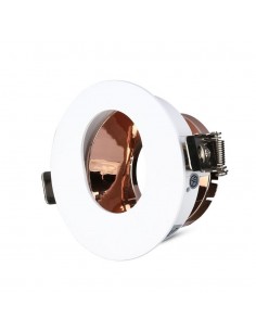 3163-Portafaretto LED da Incasso GU Rotondo Orientabile con Foro Ovale Colore Bianco con Interno Oro Rosa-1