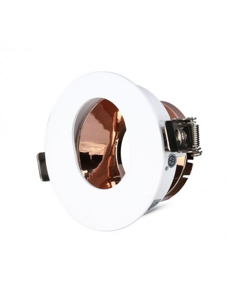 3163-Portafaretto LED da Incasso GU Rotondo Orientabile con Foro Ovale Colore Bianco con Interno Oro Rosa-1