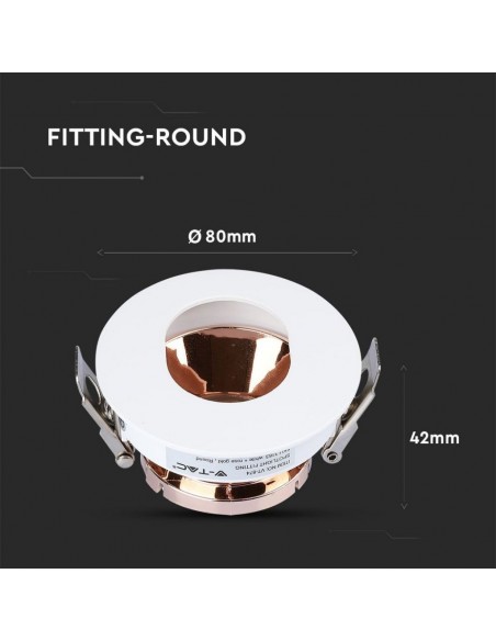 3163-Portafaretto LED da Incasso GU Rotondo Orientabile con Foro Ovale Colore Bianco con Interno Oro Rosa-3