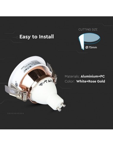 3163-Portafaretto LED da Incasso GU Rotondo Orientabile con Foro Ovale Colore Bianco con Interno Oro Rosa-6