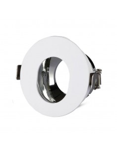 3164-Portafaretto LED da Incasso GU Rotondo Orientabile con Foro Ovale Colore Bianco con Interno Cromato-1