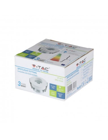 3164-Portafaretto LED da Incasso GU Rotondo Orientabile con Foro Ovale Colore Bianco con Interno Cromato-2