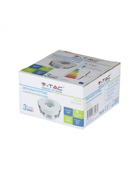 3164-Portafaretto LED da Incasso GU Rotondo Orientabile con Foro Ovale Colore Bianco con Interno Cromato-2