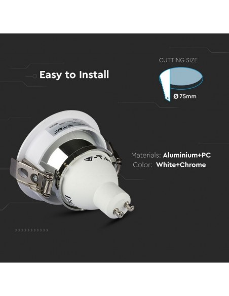 3164-Portafaretto LED da Incasso GU Rotondo Orientabile con Foro Ovale Colore Bianco con Interno Cromato-6