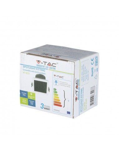 3165-Portafaretto LED da Incasso GU Quadrato Colore Bianco con Supporto Inclinato Nero-2