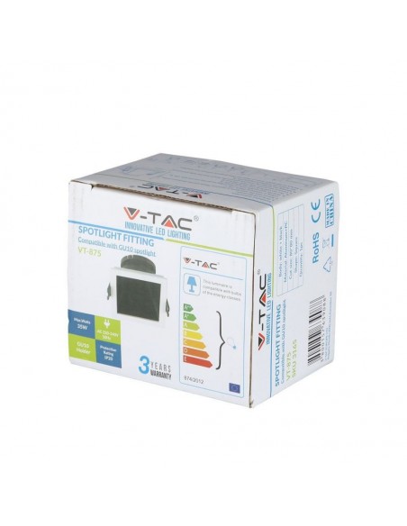 3165-Portafaretto LED da Incasso GU Quadrato Colore Bianco con Supporto Inclinato Nero-2