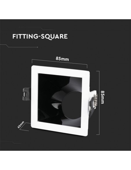 3165-Portafaretto LED da Incasso GU Quadrato Colore Bianco con Supporto Inclinato Nero-3