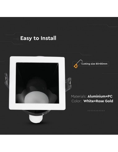 3165-Portafaretto LED da Incasso GU Quadrato Colore Bianco con Supporto Inclinato Nero-6