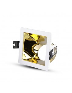3166-Portafaretto LED da Incasso GU Quadrato Colore Bianco con Supporto Inclinato Oro-1