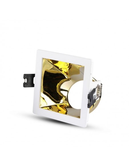 3166-Portafaretto LED da Incasso GU Quadrato Colore Bianco con Supporto Inclinato Oro-1