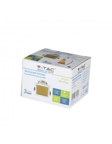 3166-Portafaretto LED da Incasso GU Quadrato Colore Bianco con Supporto Inclinato Oro-2