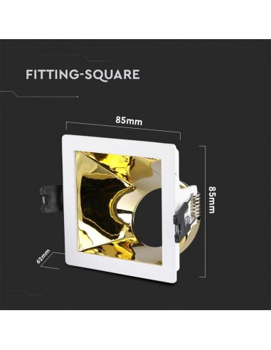 3166-Portafaretto LED da Incasso GU Quadrato Colore Bianco con Supporto Inclinato Oro-3