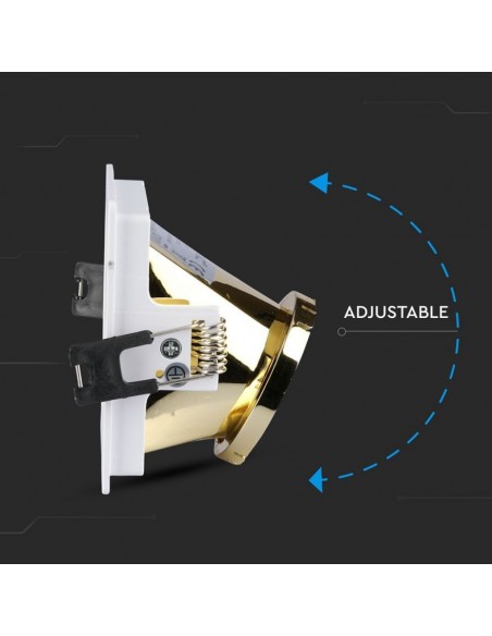 3166-Portafaretto LED da Incasso GU Quadrato Colore Bianco con Supporto Inclinato Oro-7