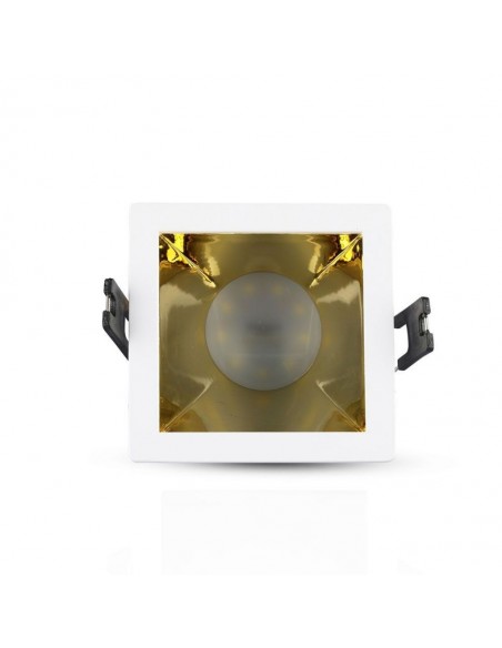 Portafaretto LED da Incasso GU10 Quadrato Bianco con Supporto Inclinato Oro