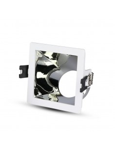 3168-Portafaretto LED da Incasso GU Quadrato Colore Bianco con Supporto Inclinato Cromato-1