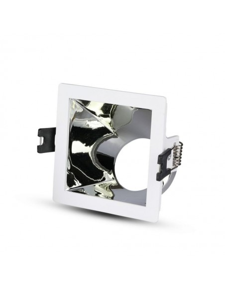 3168-Portafaretto LED da Incasso GU Quadrato Colore Bianco con Supporto Inclinato Cromato-1