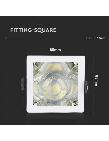 3168-Portafaretto LED da Incasso GU Quadrato Colore Bianco con Supporto Inclinato Cromato-3