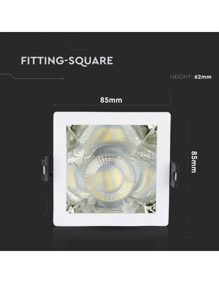 3168-Portafaretto LED da Incasso GU Quadrato Colore Bianco con Supporto Inclinato Cromato-3