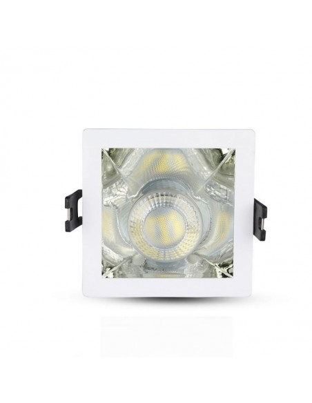 Portafaretto LED da Incasso GU10 Quadrato Bianco con Supporto Inclinato Cromato