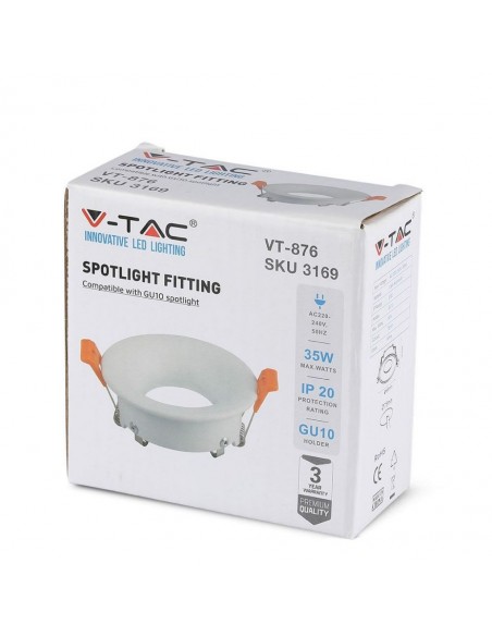 3169-Portafaretto LED da Incasso GU Rotondo Colore Bianco-2