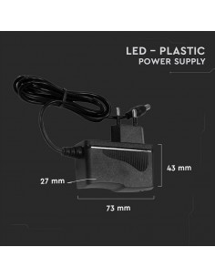 3237-Alimentatore in Plastica  V A Plug and Play con Jack  Colore Nero Cavo da m IP-1 2