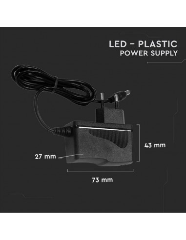 3237-Alimentatore in Plastica  V A Plug and Play con Jack  Colore Nero Cavo da m IP-2