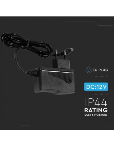 3237-Alimentatore in Plastica  V A Plug and Play con Jack  Colore Nero Cavo da m IP-4