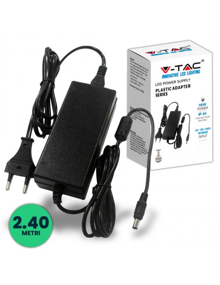 3240-Alimentatore per Strip LED  V A Plug and Play con Jack  e Cavo m con Spina-1