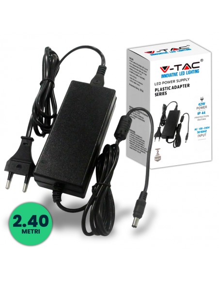 3249-Alimentatore per Strip LED  V A Plug and Play con Jack  e Cavo m con Spina-1