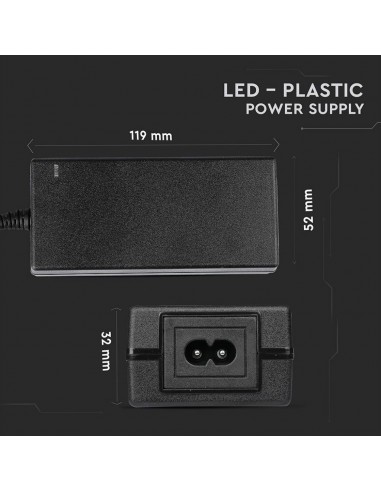 3249-Alimentatore per Strip LED  V A Plug and Play con Jack  e Cavo m con Spina-2