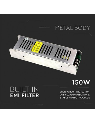 3257-Alimentatore Slim in Metallo  V A Morsetti a Vite con  Uscite  IP TRIAC Dimmerabile-4