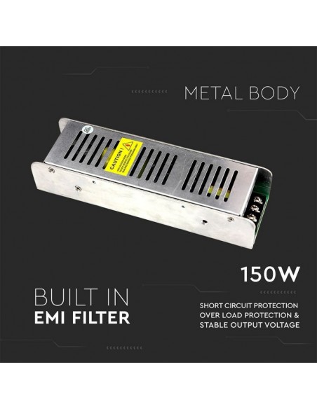 3257-Alimentatore Slim in Metallo  V A Morsetti a Vite con  Uscite  IP TRIAC Dimmerabile-4