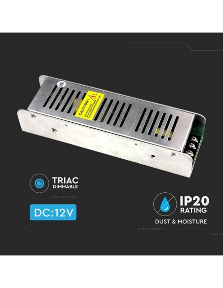 3257-Alimentatore Slim in Metallo  V A Morsetti a Vite con  Uscite  IP TRIAC Dimmerabile-6