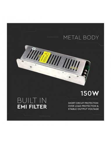 3258-Alimentatore Slim in Metallo  V A Morsetti a Vite con  Uscite  IP TRIAC Dimmerabile-3