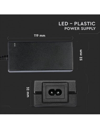 3264-Alimentatore per Strip LED  V A Plug and Play con Jack  e Cavo m con Spina-3