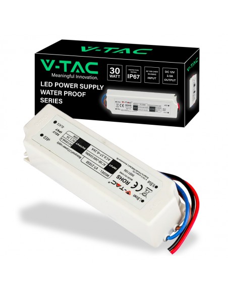 3271-Alimentatore in Plastica  V A con  Uscita e Cavi a Saldare Colore Bianco  -1