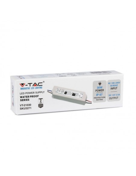 3271-Alimentatore in Plastica  V A con  Uscita e Cavi a Saldare Colore Bianco  -2