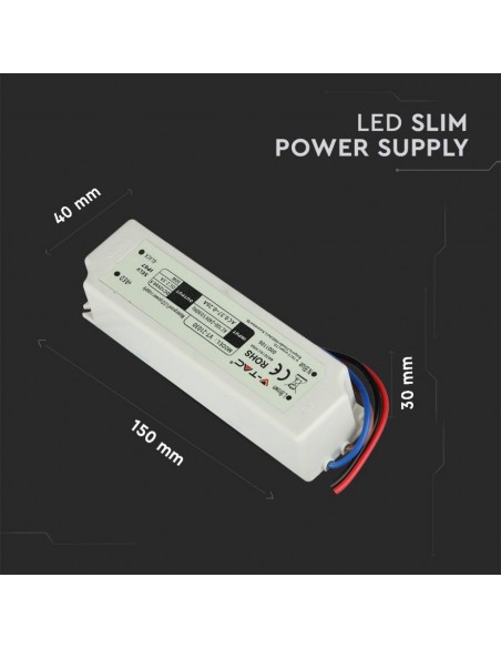 3271-Alimentatore in Plastica  V A con  Uscita e Cavi a Saldare Colore Bianco  -3