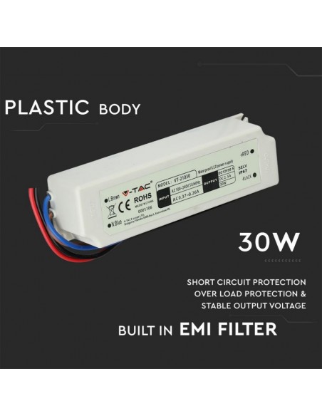 3271-Alimentatore in Plastica  V A con  Uscita e Cavi a Saldare Colore Bianco  -6