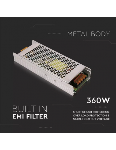 3275-Alimentatore Slim in Metallo  V A con  Uscite  IP-3