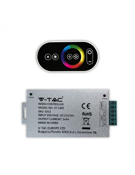 3312-Controller Dimmer Wireless RF GHz per Strip LED RGB  CanalI V/V A con Telecomando Touch  tasti-2