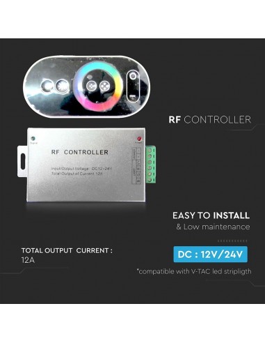 3312-Controller Dimmer Wireless RF GHz per Strip LED RGB  CanalI V/V A con Telecomando Touch  tasti-3